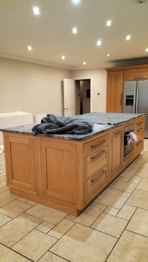 Oak kitchen island in Fareham PO16, Hampshire before respraying