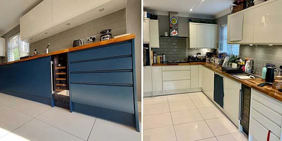 Freshly sprayed kitchen units in Hampshire by Kitchen Decorators