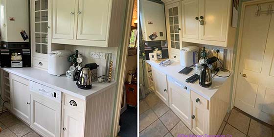 Kitchen Respray Andover SP21 Hampshire Colour Farrow & Balls Skimming Stone Respraying Cabinet Painting painters