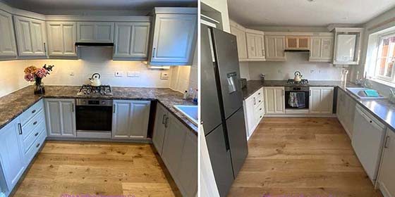 Kitchen Respray Petersfield, Hampshire GU31 Colour Dulux River Bed Respraying Cabinet Painting painters
