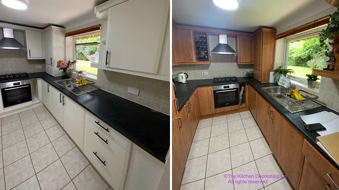 Kitchen Respray Petersfield, Hampshire GU31 Colour Johnstones Oat Biscuit Respraying Cabinet Painting painters