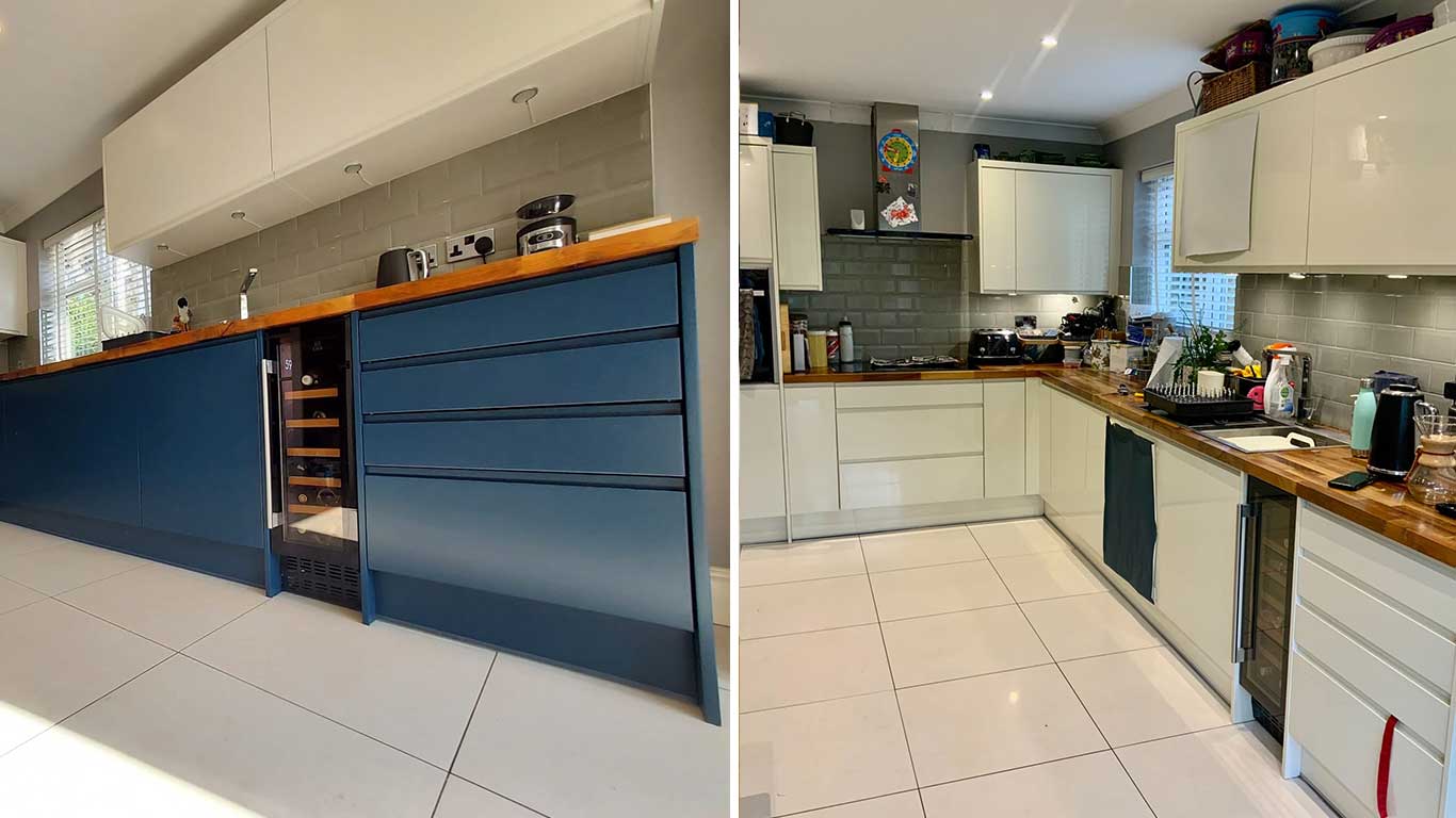 Kitchen Respray Southampton SO14 Hampshire Little Greenes Pale French Grey & Hague Blue